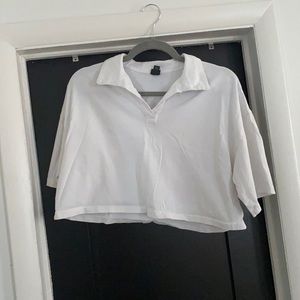 Wild Fable Cropped White Polo Tee